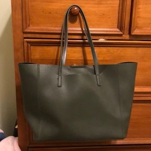 Forest Green fake leather tote
